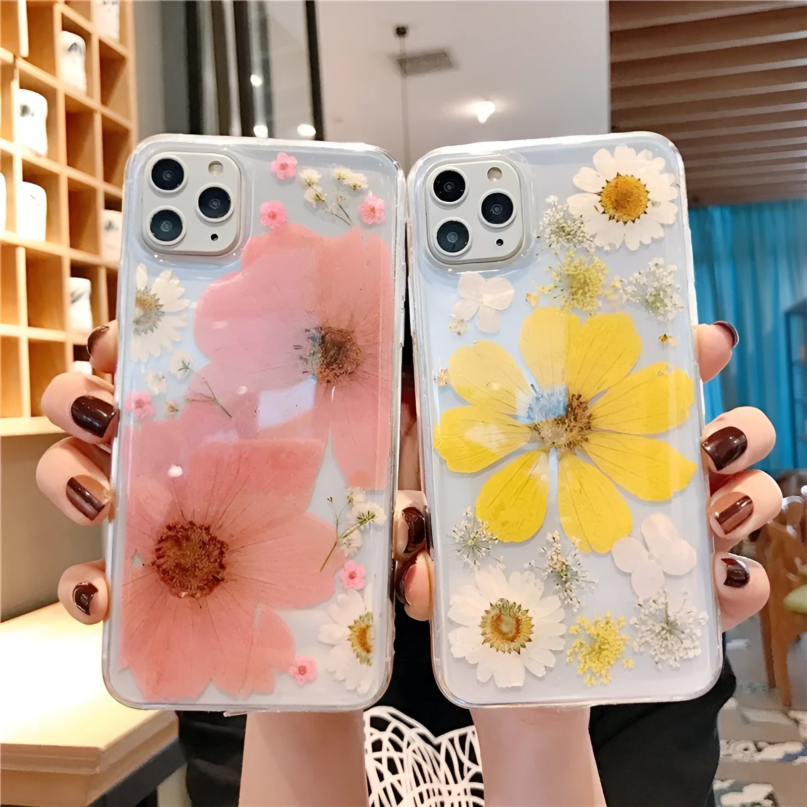 Floral TPU phone case with large pink flower design for iPhone smartphone protection