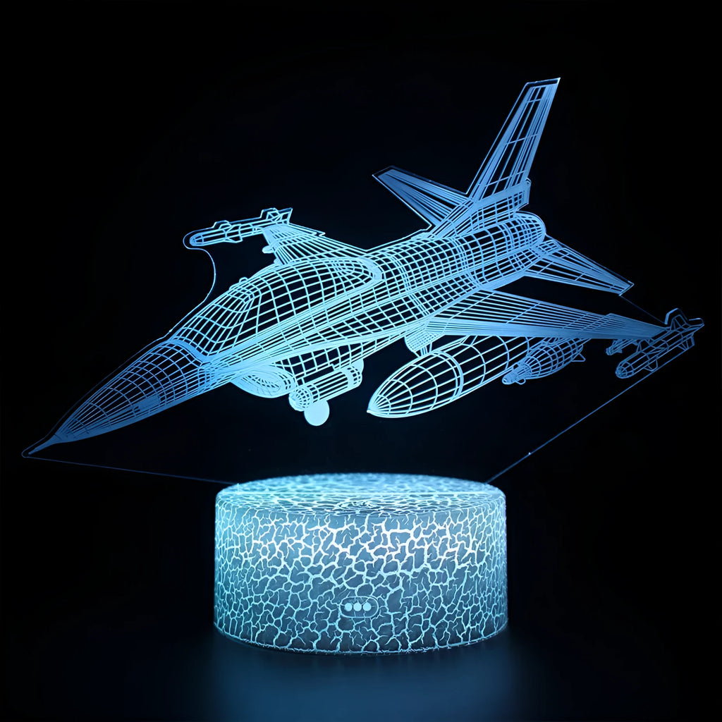 Cartoon airplane shaped LED night light with touch control and acrylic shade