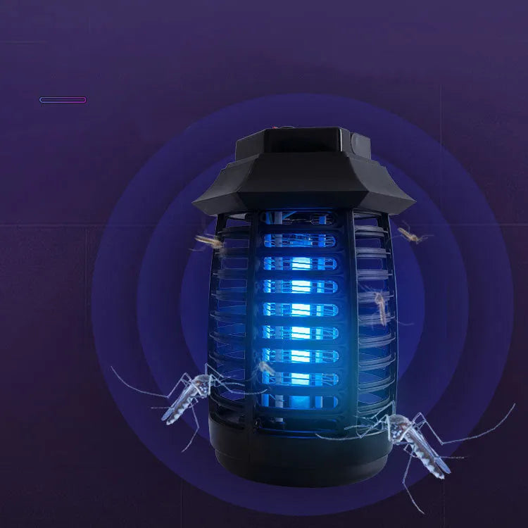 Black aromatherapy mosquito lamp with UV or LED tube options for insect control in bedrooms and offices.