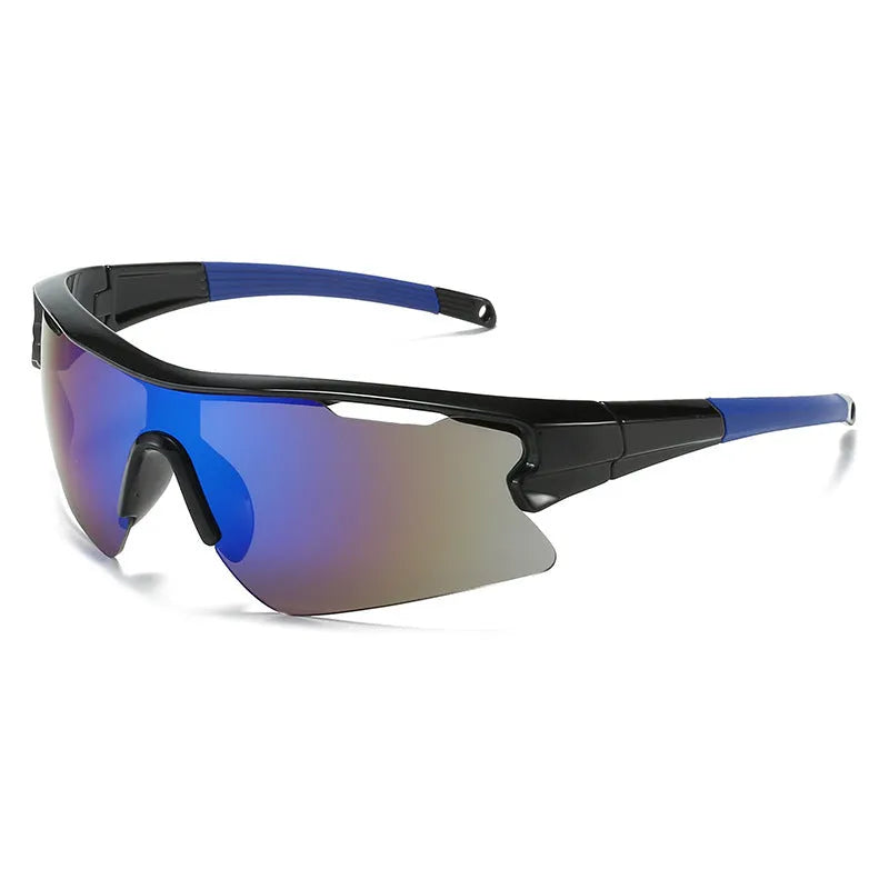 Windproof sports cycling sunglasses with plastic frame and tinted lens for outdoor protection.