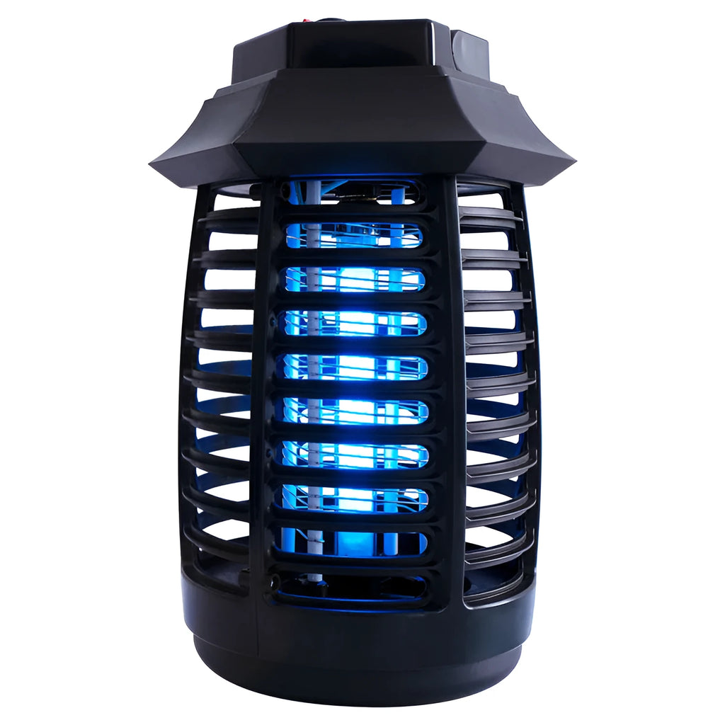 Black aromatherapy mosquito lamp with UV or LED tube options for insect control in bedrooms and offices.