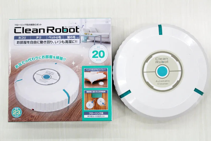AC automatic robot vacuum cleaner in black or white on a hardwood floor