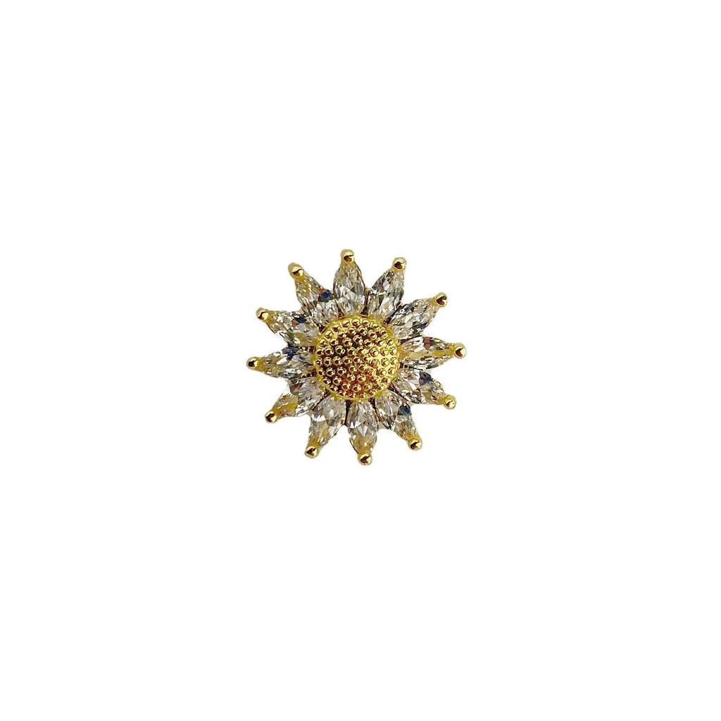 Japanese geometric design copper brooch with electroplated finish for women's clothing