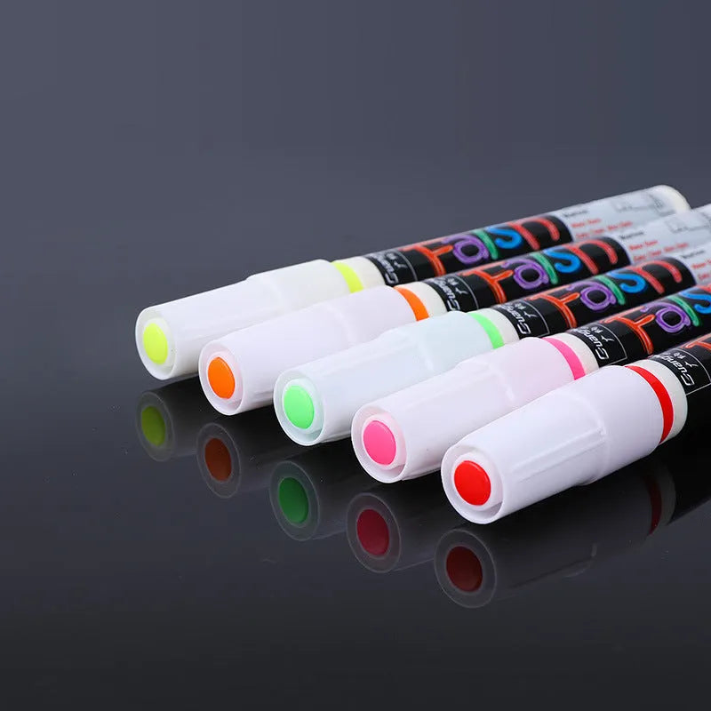 Electronic fluorescent plate highlighter with plastic shell, oblique pen shape, and 6mm tip in multiple colour options