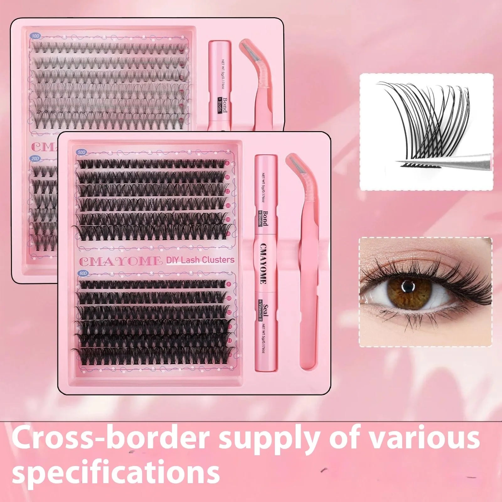 DIY single cluster false eyelashes individual artificial fibre lashes 15.5cm length