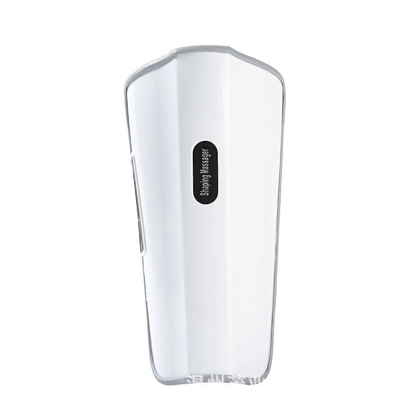 White plastic leg and calf massager device with a mechanical control panel and a USB Type-C charging port.