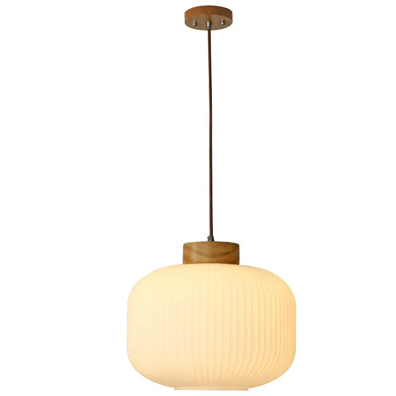 Retro Chinese wooden pendant ceiling light in Nordic style with three size options