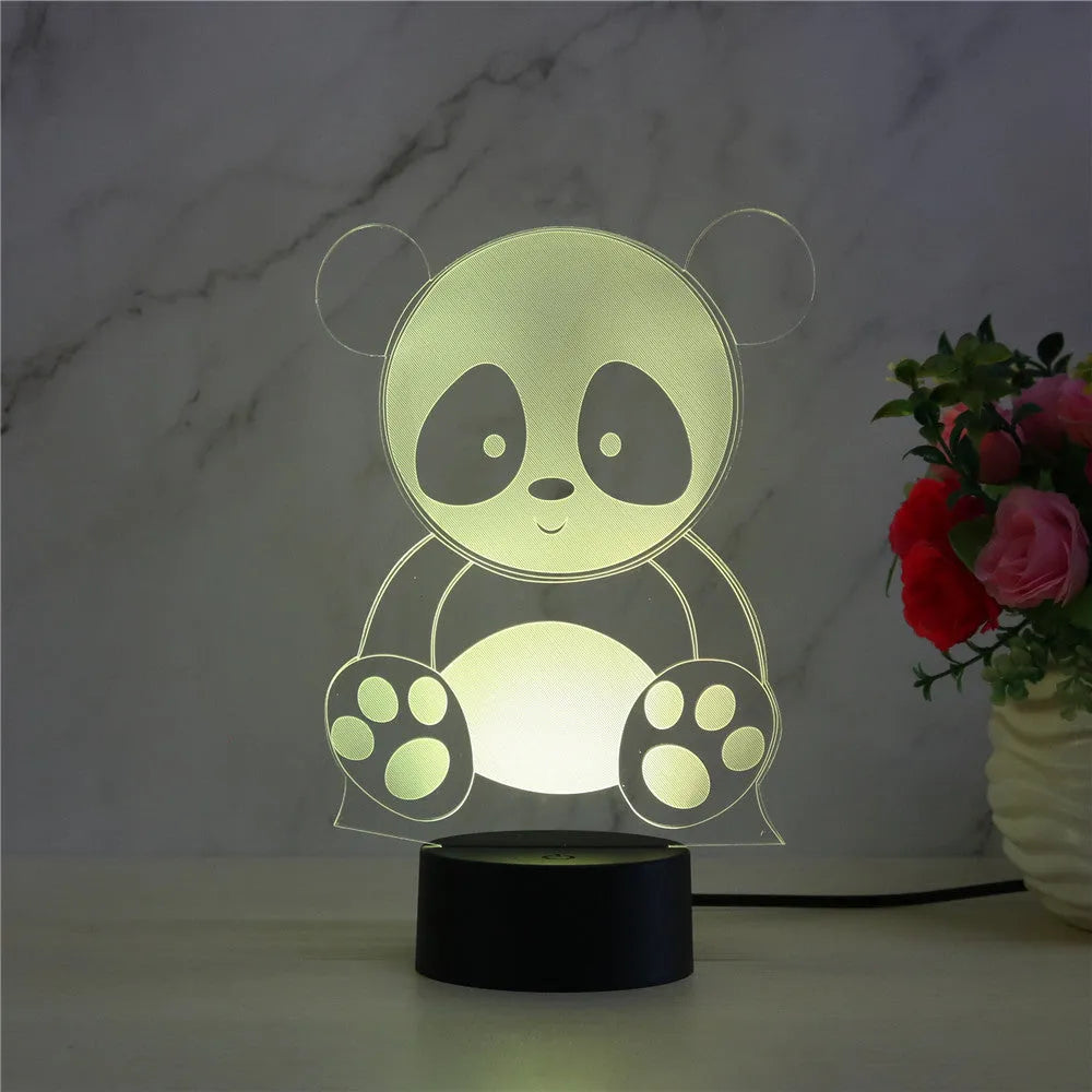 Panda 3 remote control night light with seven colour options and touch controls