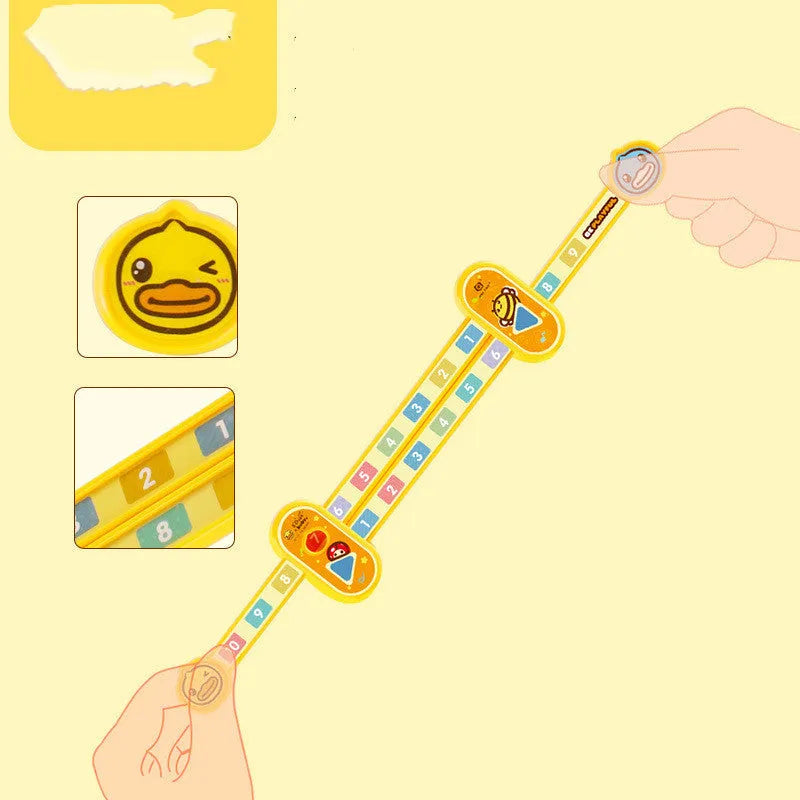 Yellow plastic cartoon digital decomposition ruler for children's maths education measuring 24.5cm