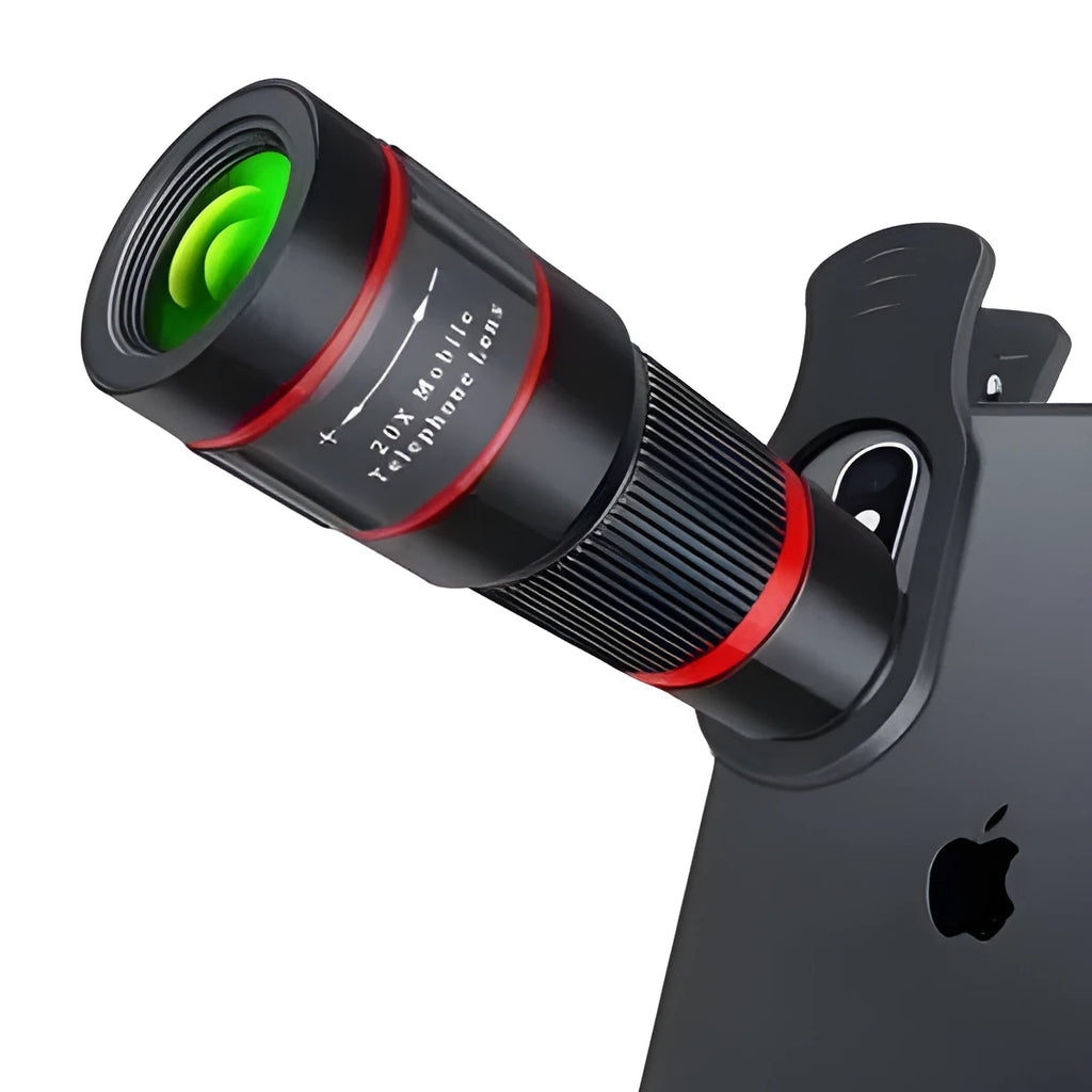 20x magnification smartphone telescope with universal mounting clip for iPhone and Android mobile phones