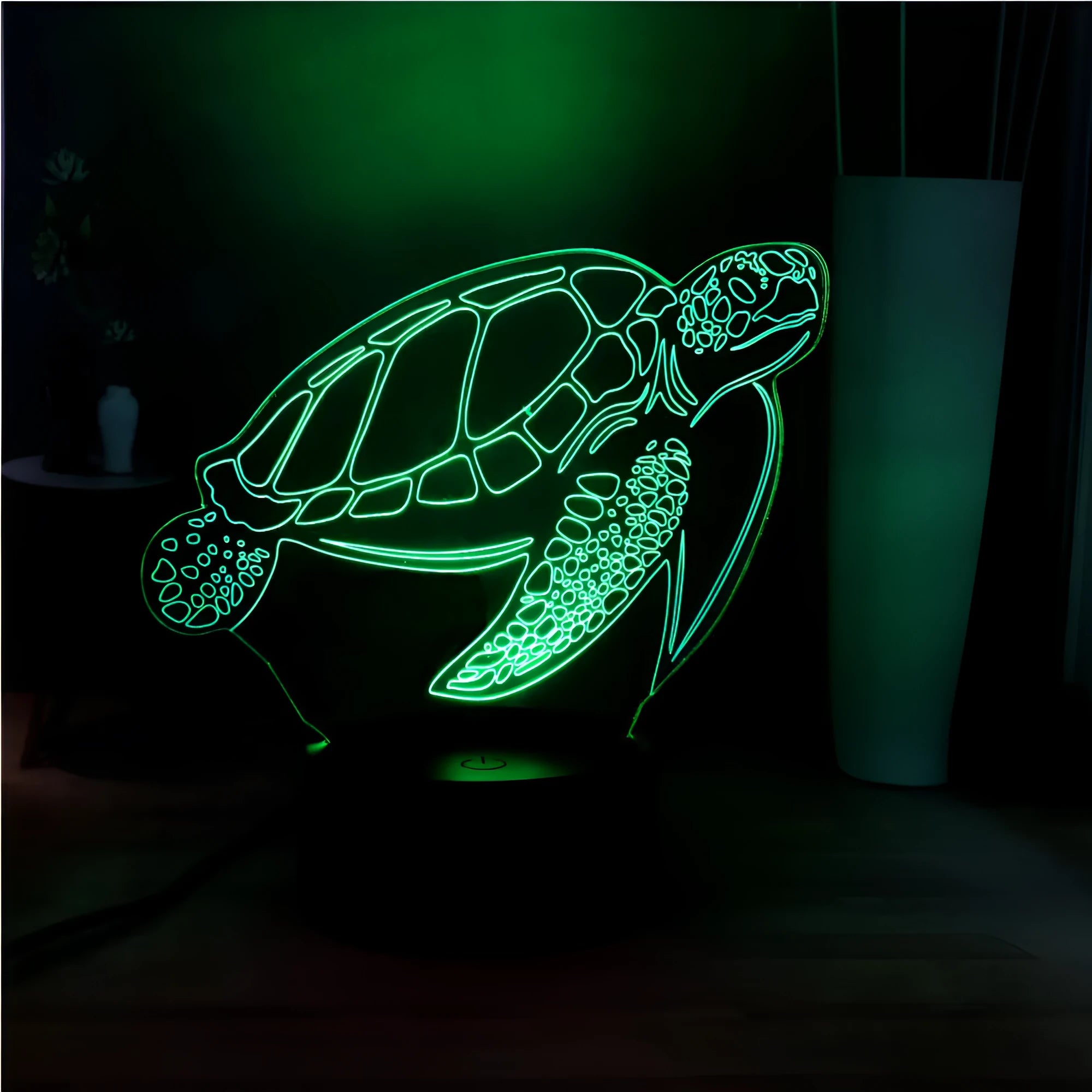3D translucent acrylic turtle-shaped LED night light showing multi-colour glow.