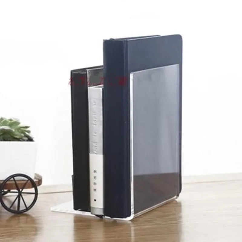 Transparent acrylic bookshelf for students holding a small number of books on a desk