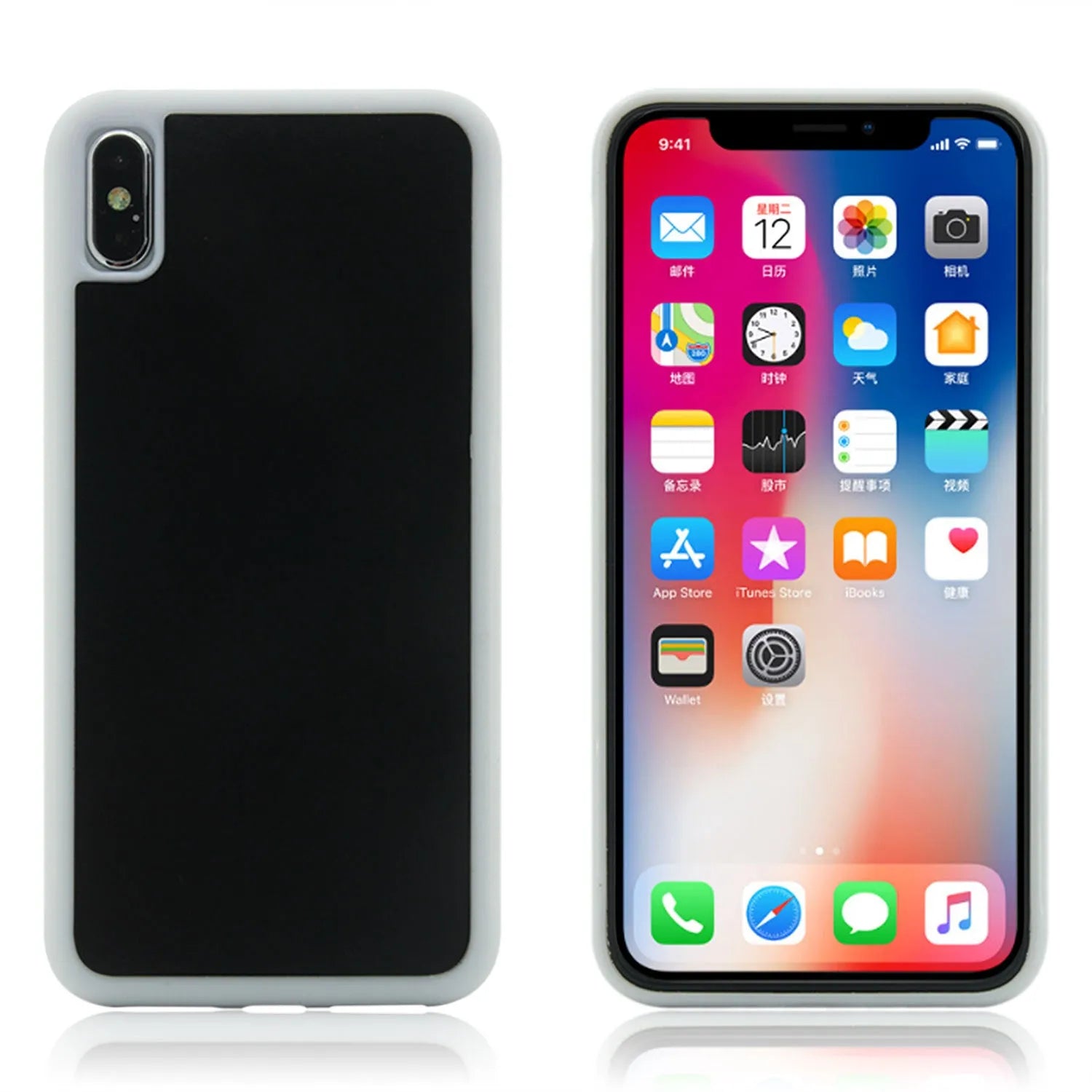 Anti-gravity nano material phone case in black with mirror finish for iPhone 14 Pro