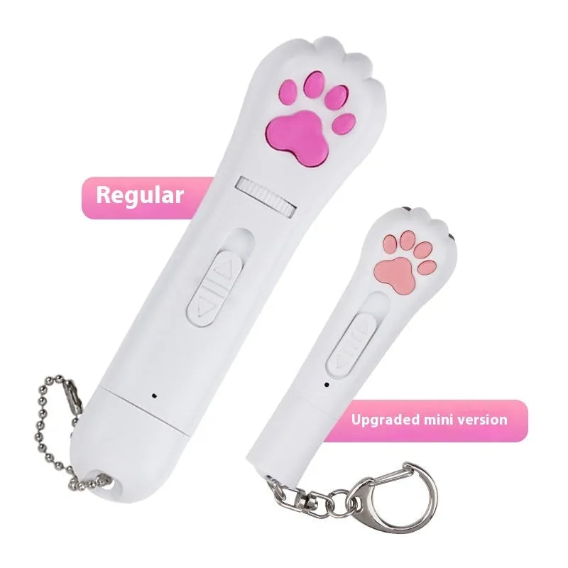 Infrared cat teasing stick with light patterns showing red money line display and pet footprints design
