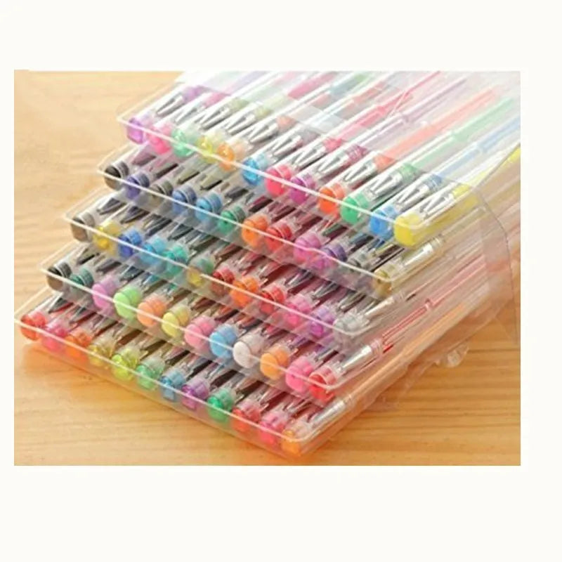 100 gel pens in assorted colours with 0.5mm and 1mm tip options for office use