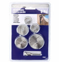 Set of six high-speed steel circular saw blades with mandrel for woodworking, showing diameter range from 10mm to 25mm