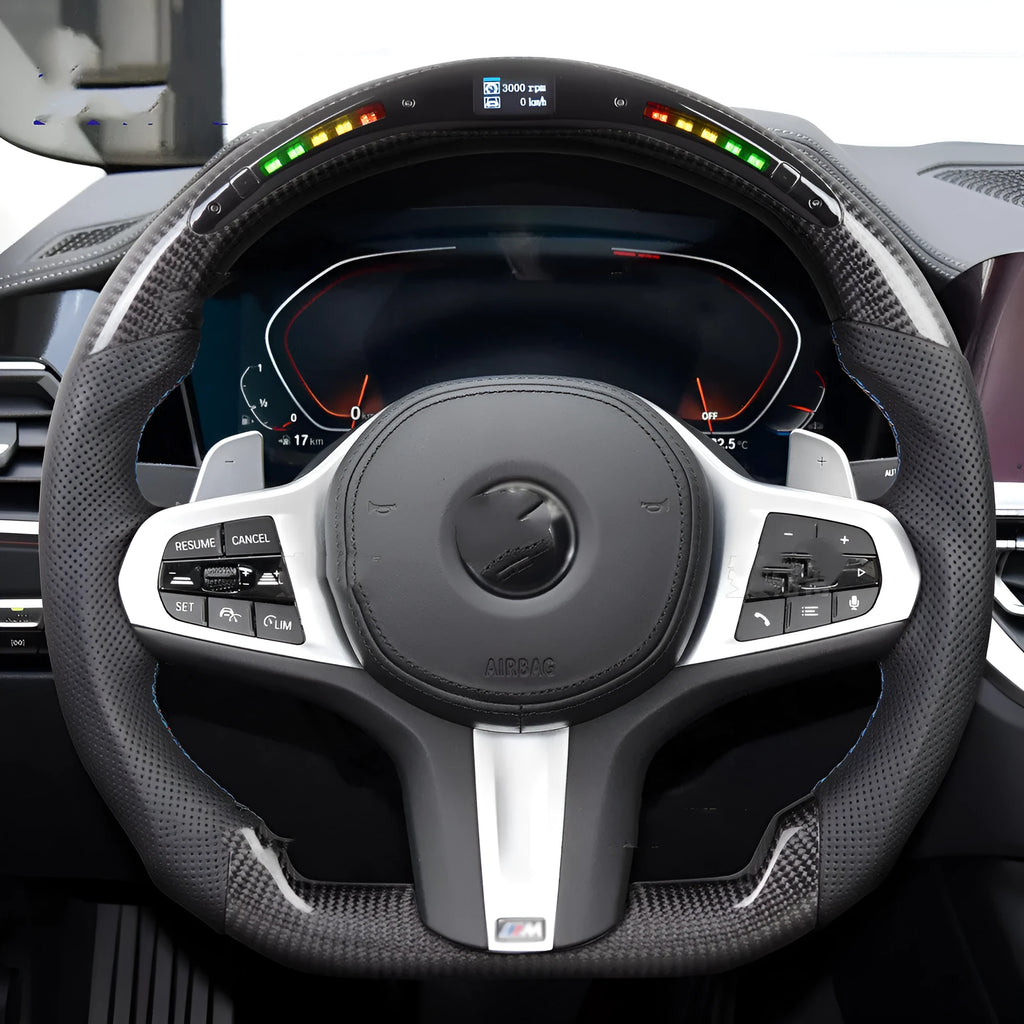 Black carbon fibre BMW steering wheel with LED display for X3 X5 models