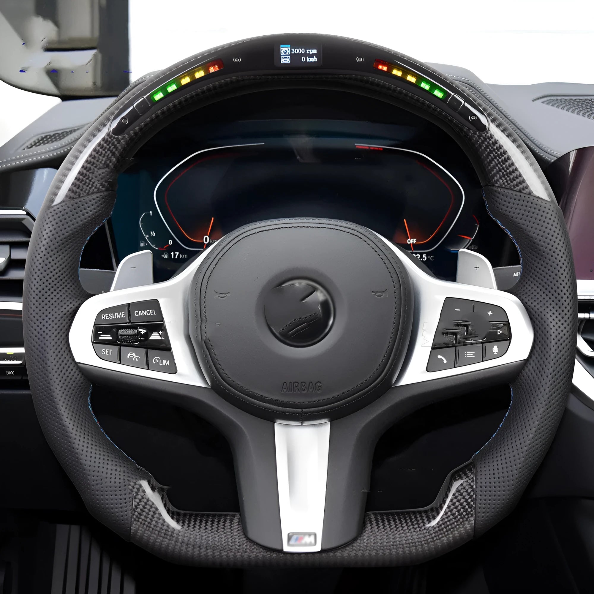 Black carbon fibre BMW steering wheel with LED display for X3 X5 models