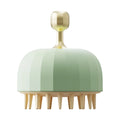 Green pet bath massage brush with drainage holes for dogs and cats during shampooing