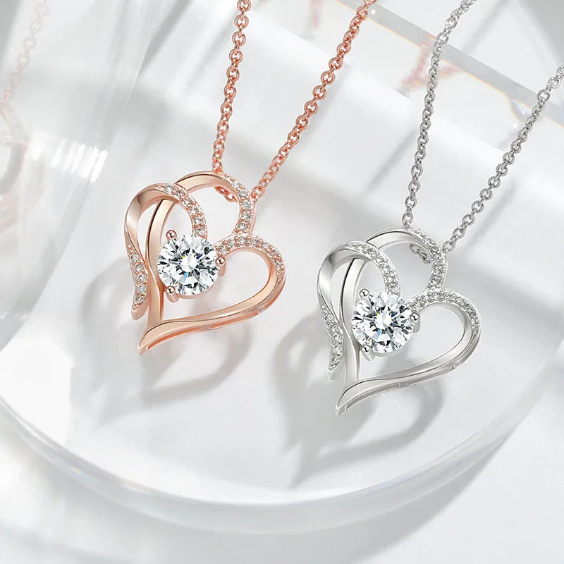 Women's heart-shaped necklace in 925 silver with gold plating options