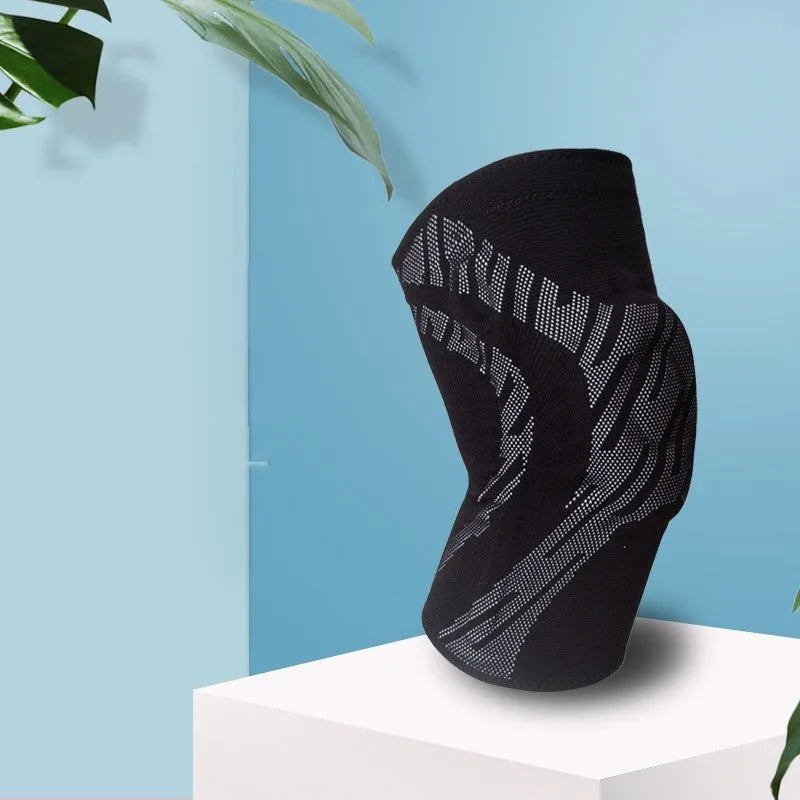Compression basketball knee pads in nylon material showing black and blue colour options