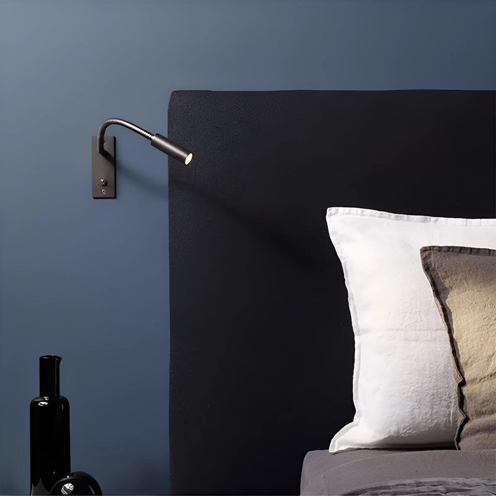 Embedded bedside wall lamp with warm light, aluminium body, sand nickel finish, Nordic style
