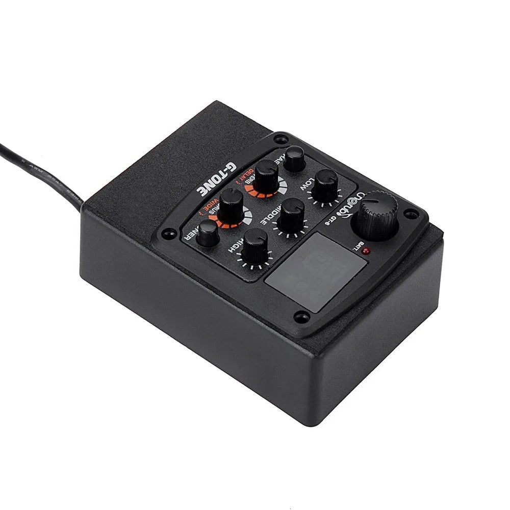 Cherub GT-6 black acoustic guitar EQ pickup unit with controls for effects and equaliser