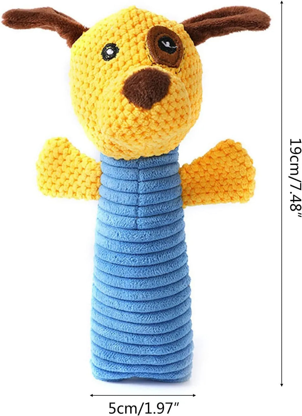 19cm squeaky plush dog chew toy in calf, frog, or puppy design for dental cleaning