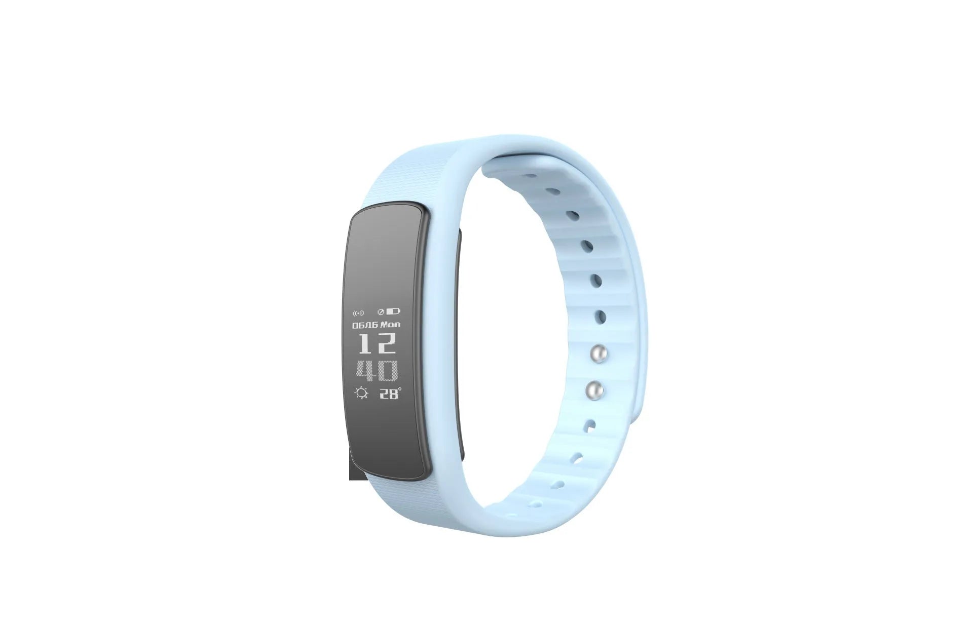 I6 smart sports bracelet with 0.96-inch screen shown on wrist in black and green colour options