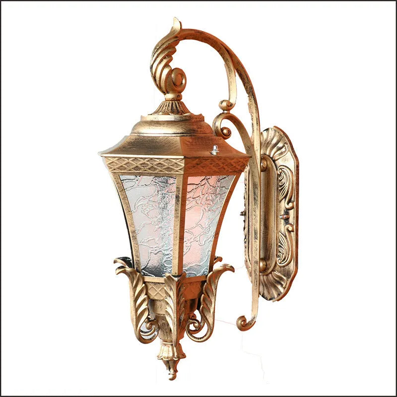 European-style black solar wall lamp with waterproof IP54 rating for outdoor courtyard lighting
