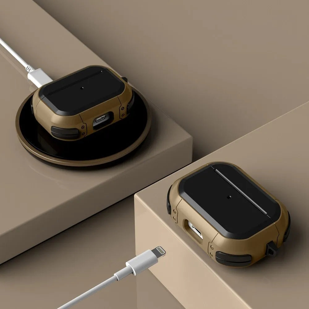AirPods protective shell case in multiple colours showing TPU and PC construction with anti-drop design