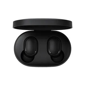 Redmi AirDots black true wireless earbuds with charging case.