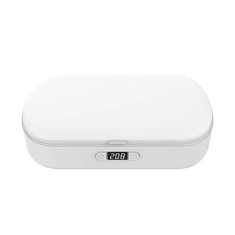 White ultraviolet wireless disinfection box with charging function for mobile phones and personal items
