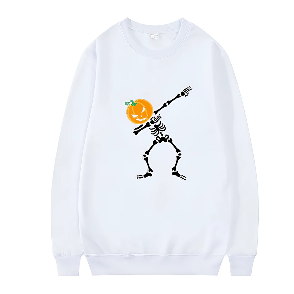 Women's casual printed long sleeve crew neck top on a hanger