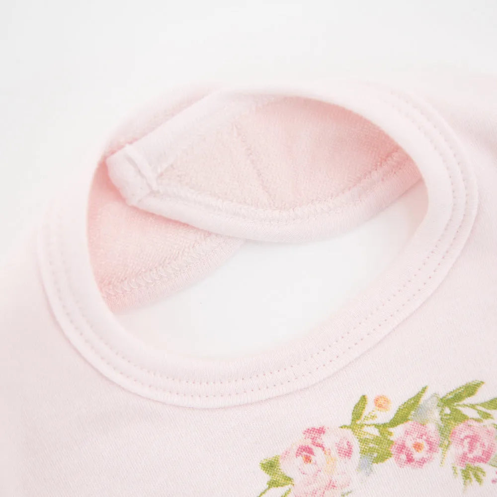 Baby bib with 3 cotton drool towels for infants 0-1 years in two colour styles
