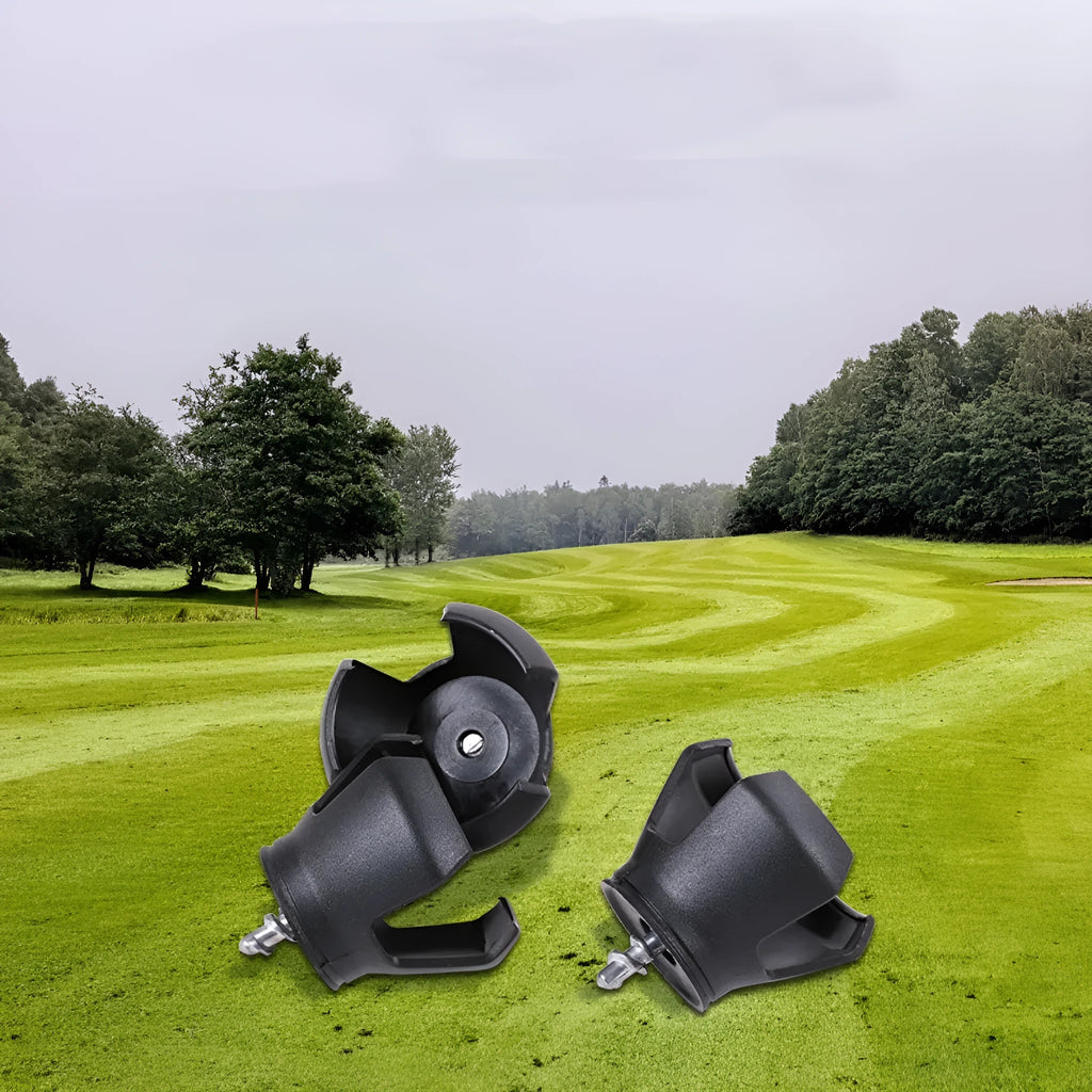 Black golf ball picking device with clip, weighing 60g, showing picking seat design