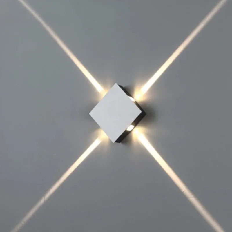 Modern square and round aluminium LED wall lights with iron lampshades in warm white or white light