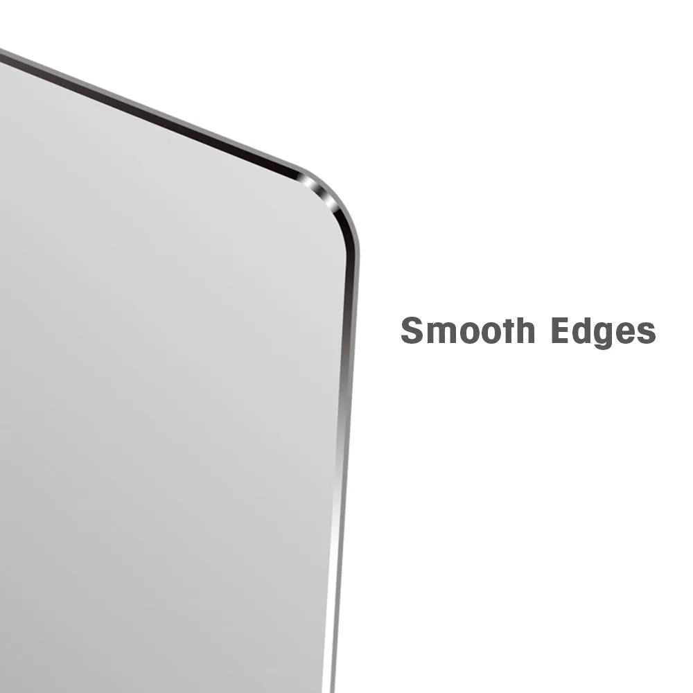 Aluminium alloy double-sided mouse pad in black with wrist support, 300x240mm size, flat on desk