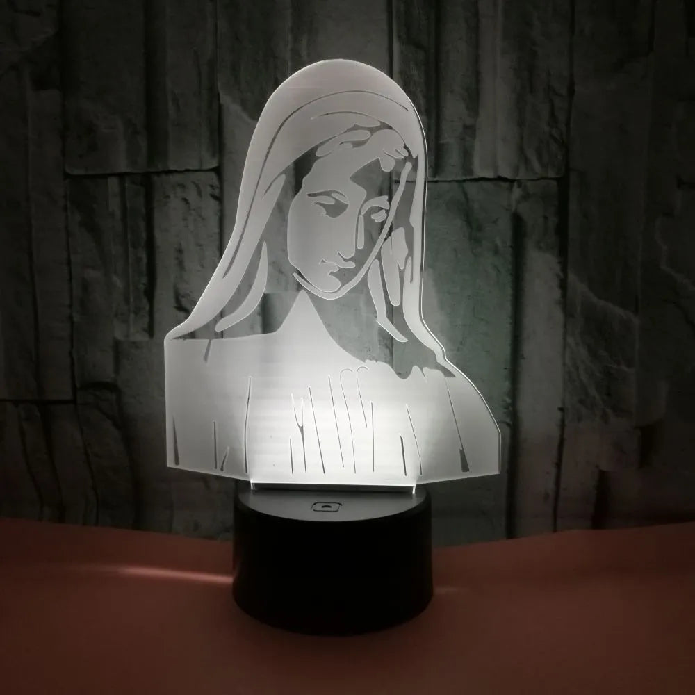 3D LED night light showing laser-engraved acrylic dual ring pattern with colourful illumination effects