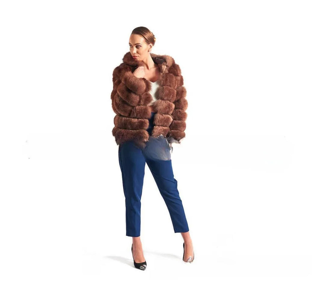 Women's loose artificial fur hooded coat in street fashion style