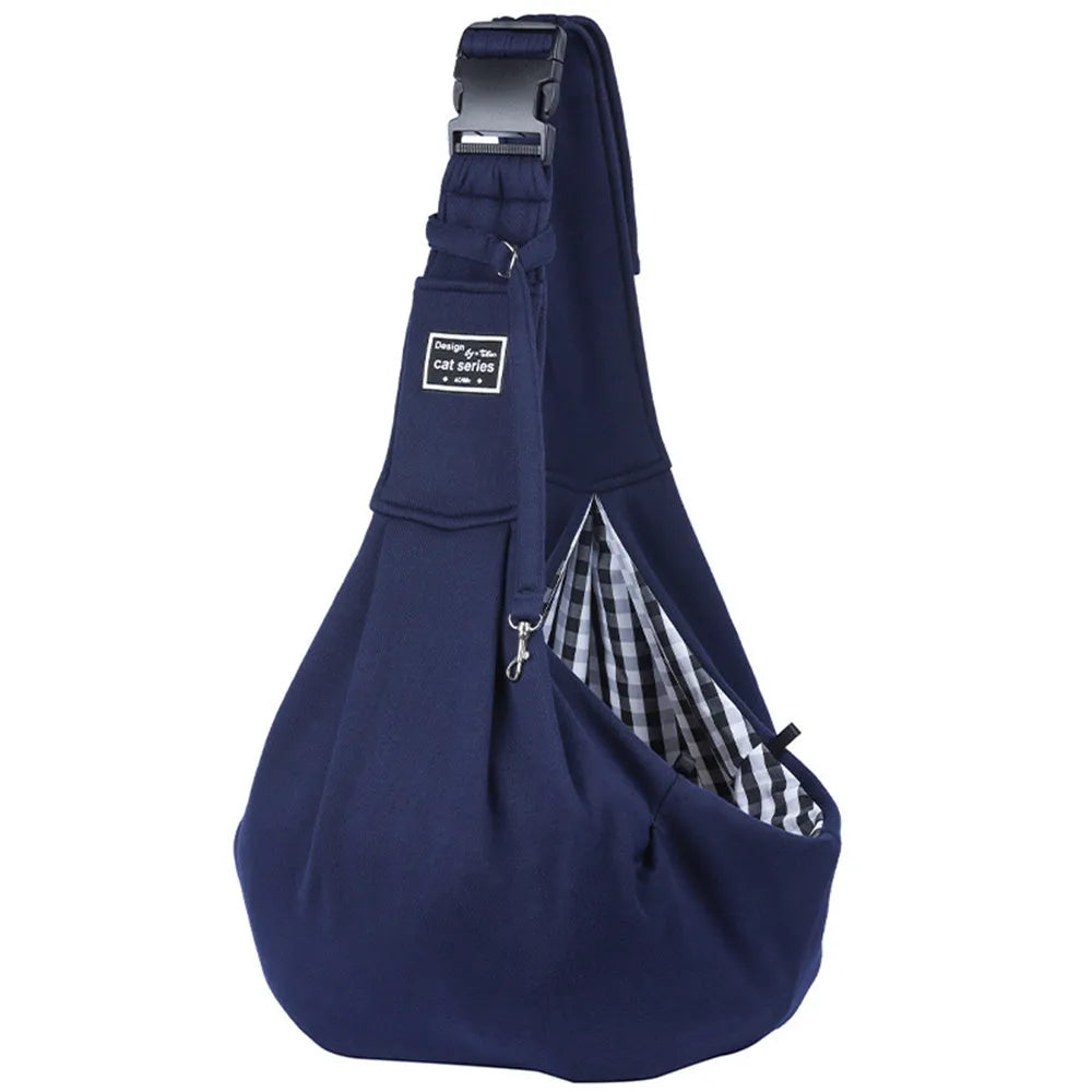 Grey pet shoulder bag for cats and dogs up to 13kg with adjustable strap and phone pocket