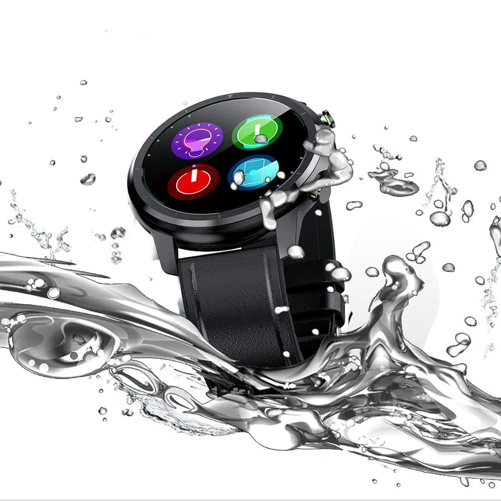 LEMFO LF26 smart bracelet in brown and black with 1.3-inch touchscreen displayed.