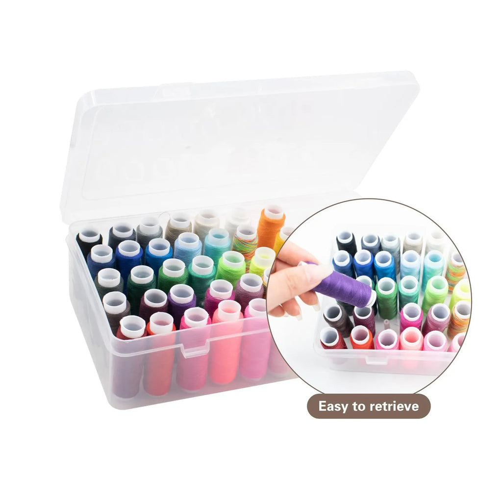 Plastic storage box with 42 compartments for embroidery threads and sewing kit organisation