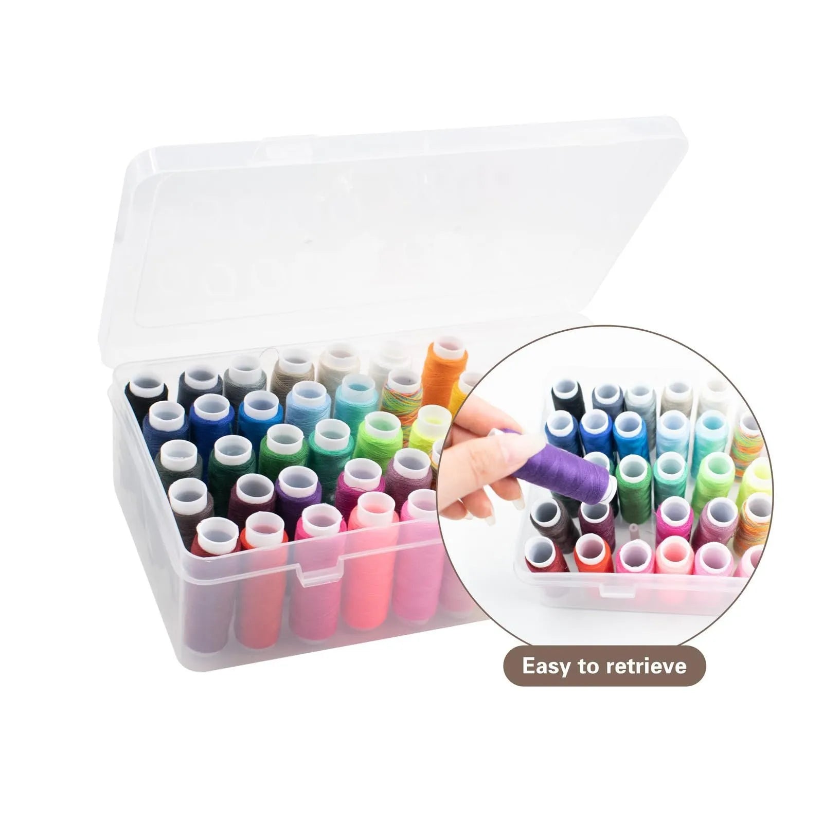 Plastic storage box with 42 compartments for embroidery threads and sewing kit organisation