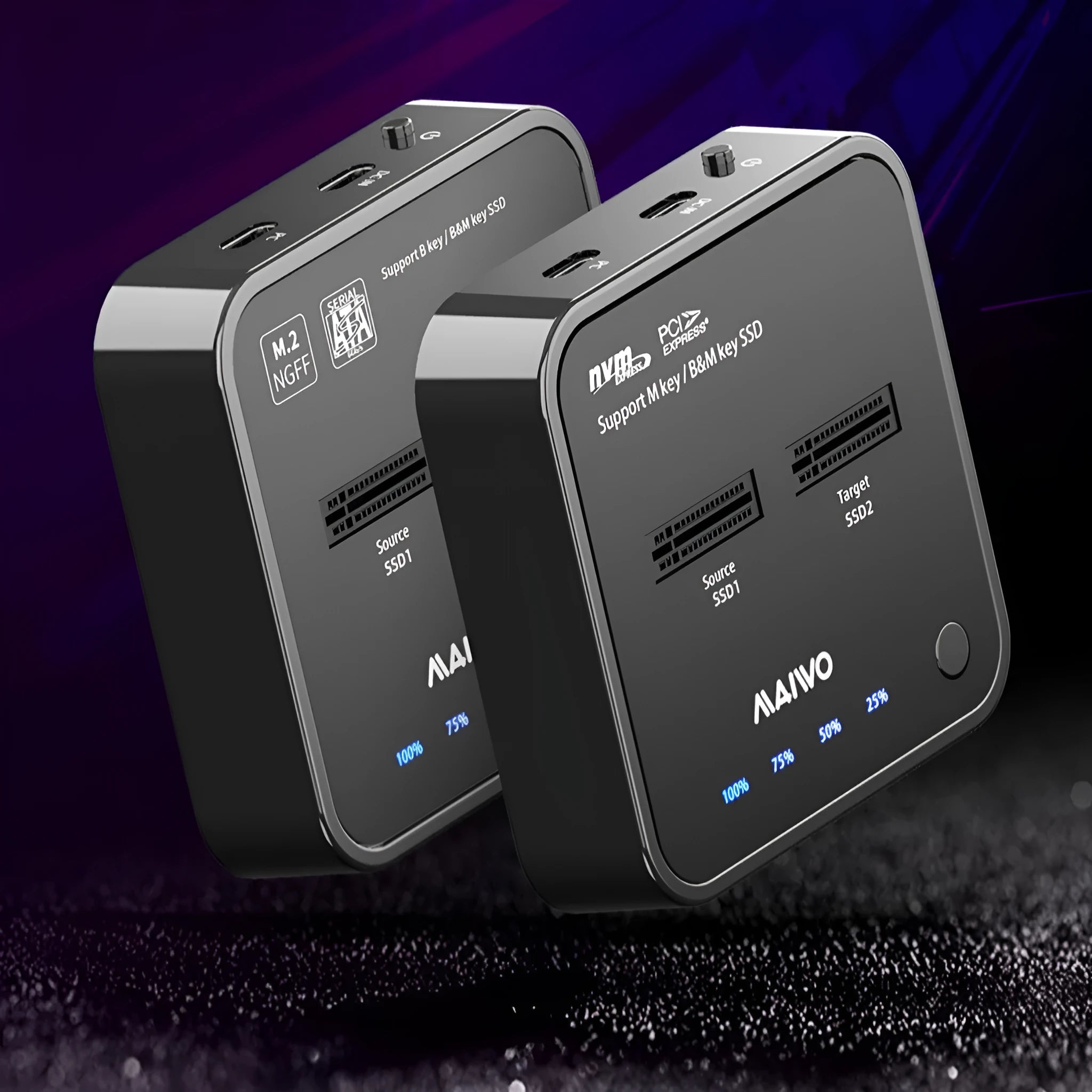 MAIWO K3016 M2 solid state hard disk dock and cloner unit with USB cables and power adapter