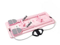 Foldable purple PP plastic belly panel fitness board for abdominal exercises on a home floor.