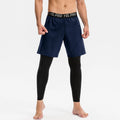 Men's grey quick-drying high elastic tight sports pants for running and fitness.