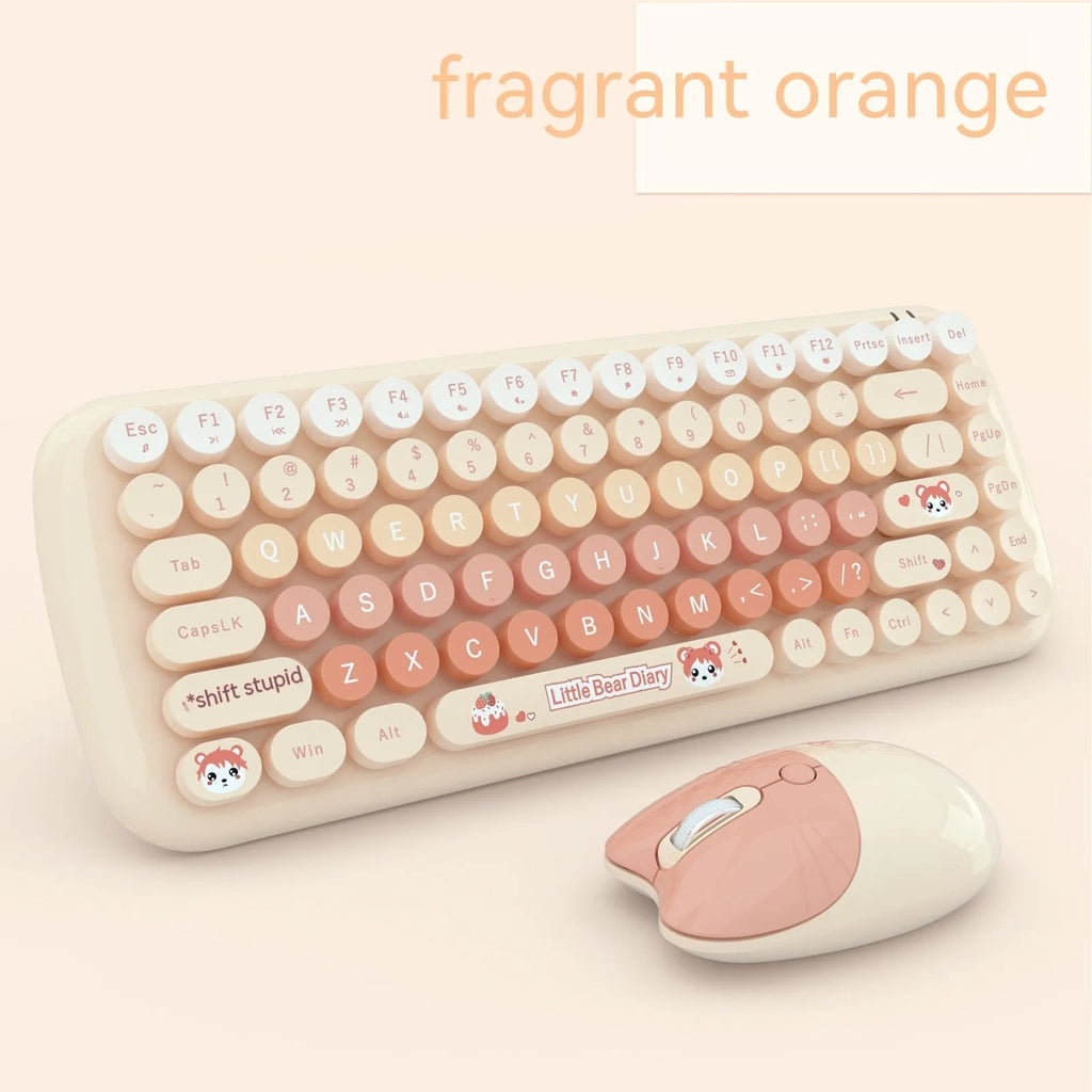 Candy coloured mini wireless keyboard and mouse set measuring 43.5cm with four colour options