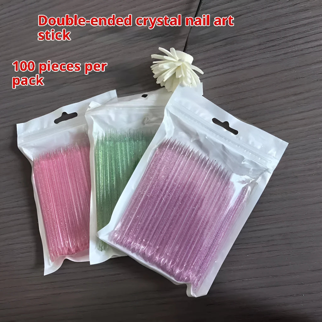 100pcs nail drill glue sticks 7.5cm and 9.3cm crystal rods in multiple colours for manicure