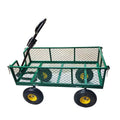 Four-Wheel Hand Push Net Cart Handling Express Transport Trolley Iron Construction 350kg Load 18kg Self-Weight Green Terrain Rubber Wheels 180° Steering Detachable Frame Multi-Use